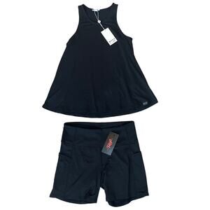 NWT Black Athleticwear Gym Set Women's size Large Tank Top and Shorts